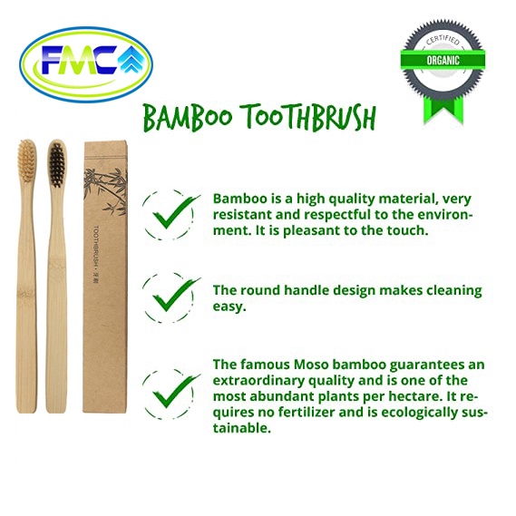 Sikat Gigi Bambu Eco Friendly Extra Soft  Bamboo Toothbrush Natural  Lembut Bersih Aman Untuk Gigi Premium Murah