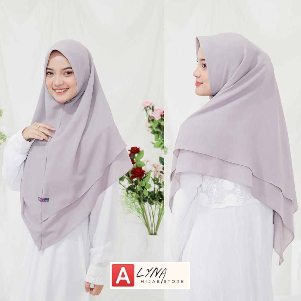 Khimar 2 Layer Diamond Non Ped Premium Syari / Kerudung Jumbo / Bergo / Jilbab Instan-1