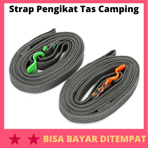 Strap Pengikat Tas Camping Rope with Metal Quick Hook / Tali Rope Strap Ikat Pengikat Pengait Tas Ba