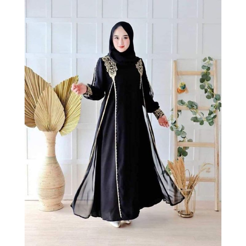 Abaya Taris premium/abaya jetblack saudi/realpic