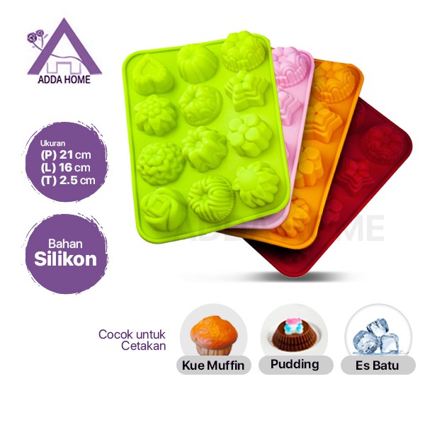 Adda Home - 12 Motif Cetakan Kue Pudding Tart Es Bahan Silikon