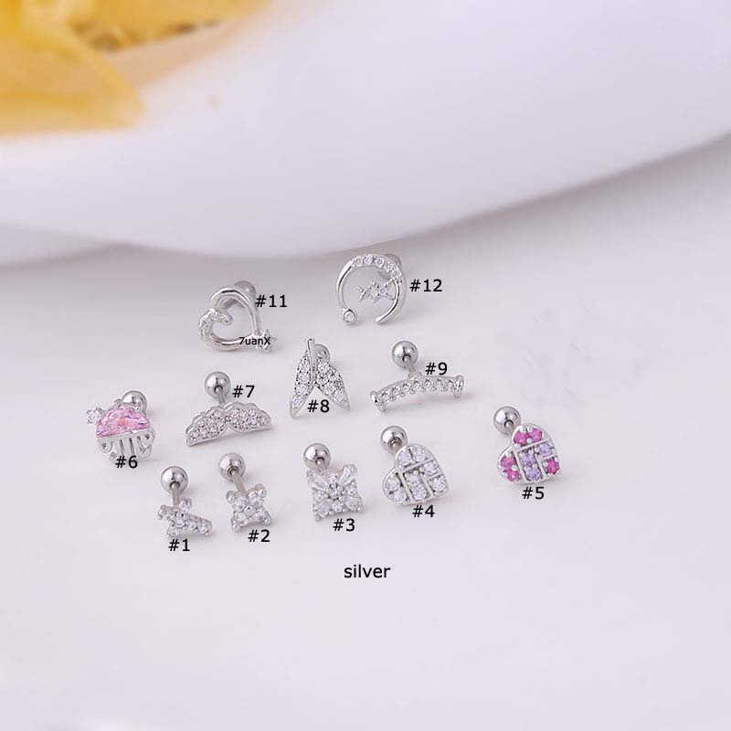 1pc Anting Tindik Bentuk Hati Bahan Stainless Steel 20gauge