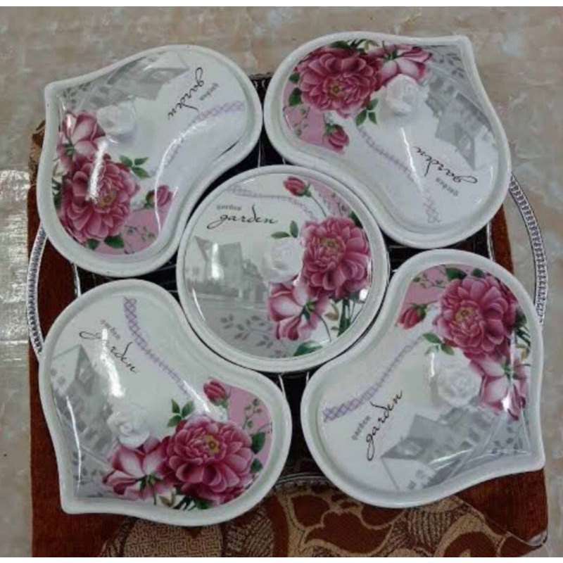 Prasmanan Keramik Motif Shabby Garden/ Wadah Saji Keramik Shabby Import