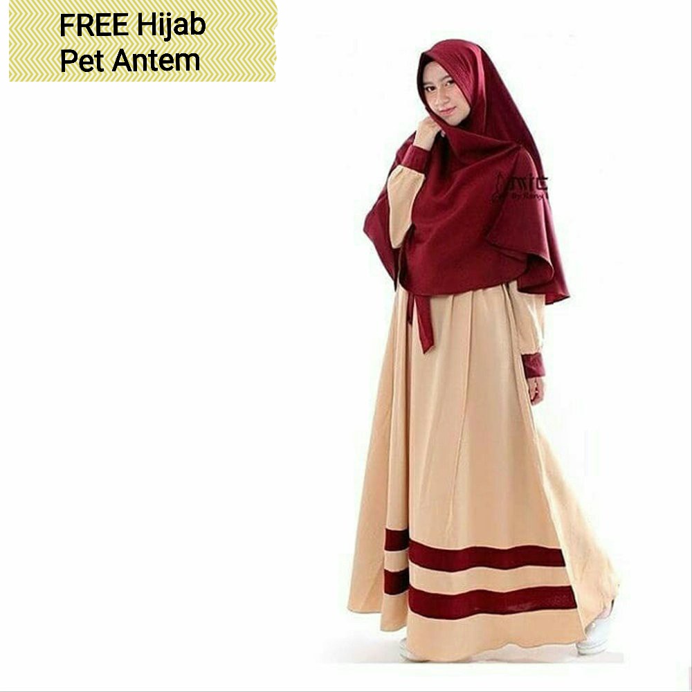 Lasminah Set FREE Khimar - Bisa COD Gamis Baju Dress Syari Busui Kondangan Nikahan Seragaman Model A