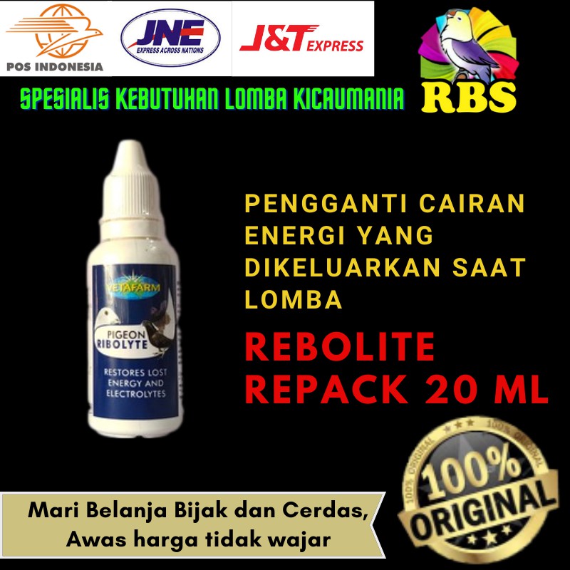 Rebolyte Ribolyte Ribolit Rebolit Vetafarm Doping merpati Kemasan Ulang 20 ML