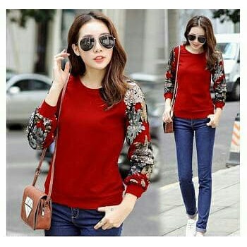 [Flower hand RO] Blouse Wanita Baby Terry Varian Warna