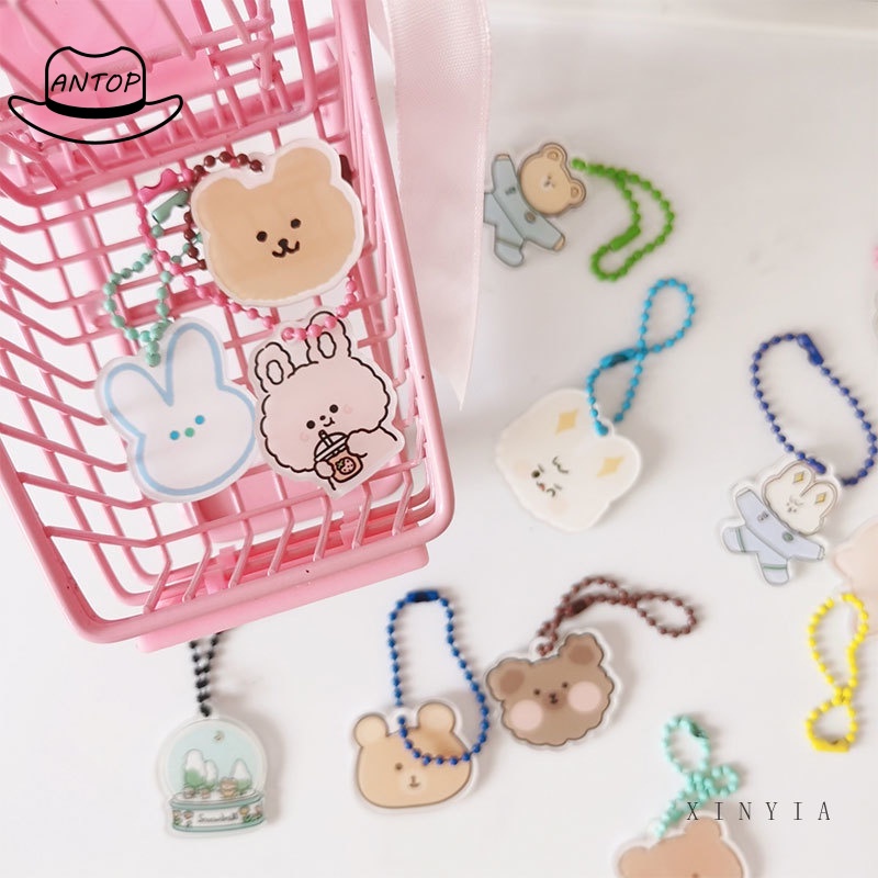 Cute Cartoon Keychain Color Bead Chain Lanyard Bag Keychain Pendant ANTOP