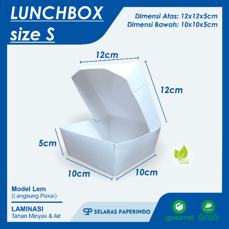 ISI 50pcs | Lunch box ivory size s - lunch box kertas - lunchbox custom - kotak nasi kertas - nasi k