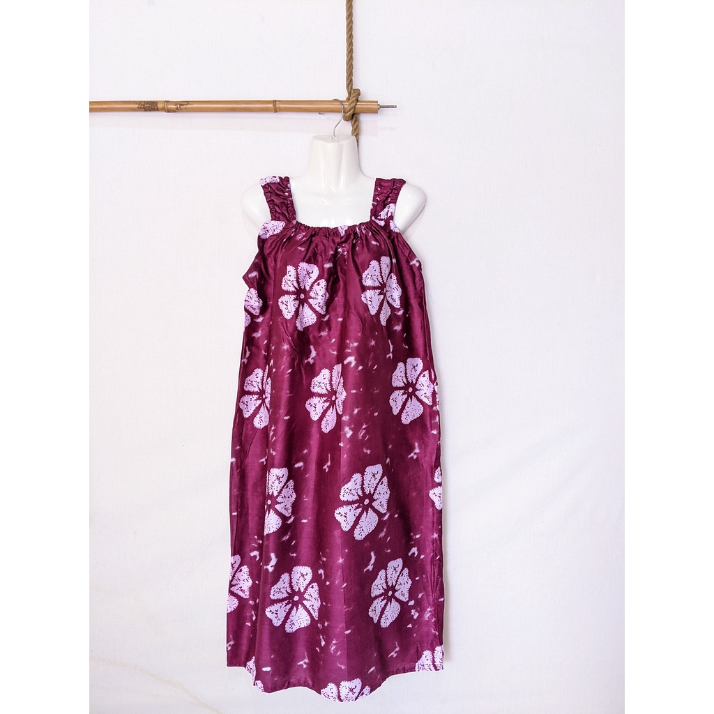 Daster Yukensi Jumbo LD 120 Baju Tidur Tanpa Lengan Tali Satu Kimono Sleepwear-sakura maroon