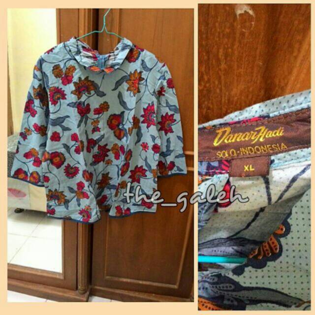Baju Blouse Batik Cewek merk Danar Hadi Biru Flower Merah Jumbo Bigsize Big Size Plussize Murah