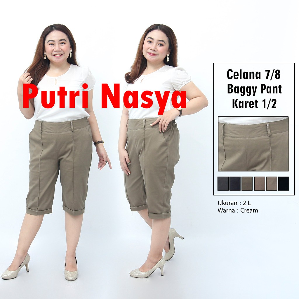 Celana 7/8 jumbo / baggy pant jumbo / celana pendek bigsize 8L-6L-5L-4L-2L-XL-S fit to L karet melar