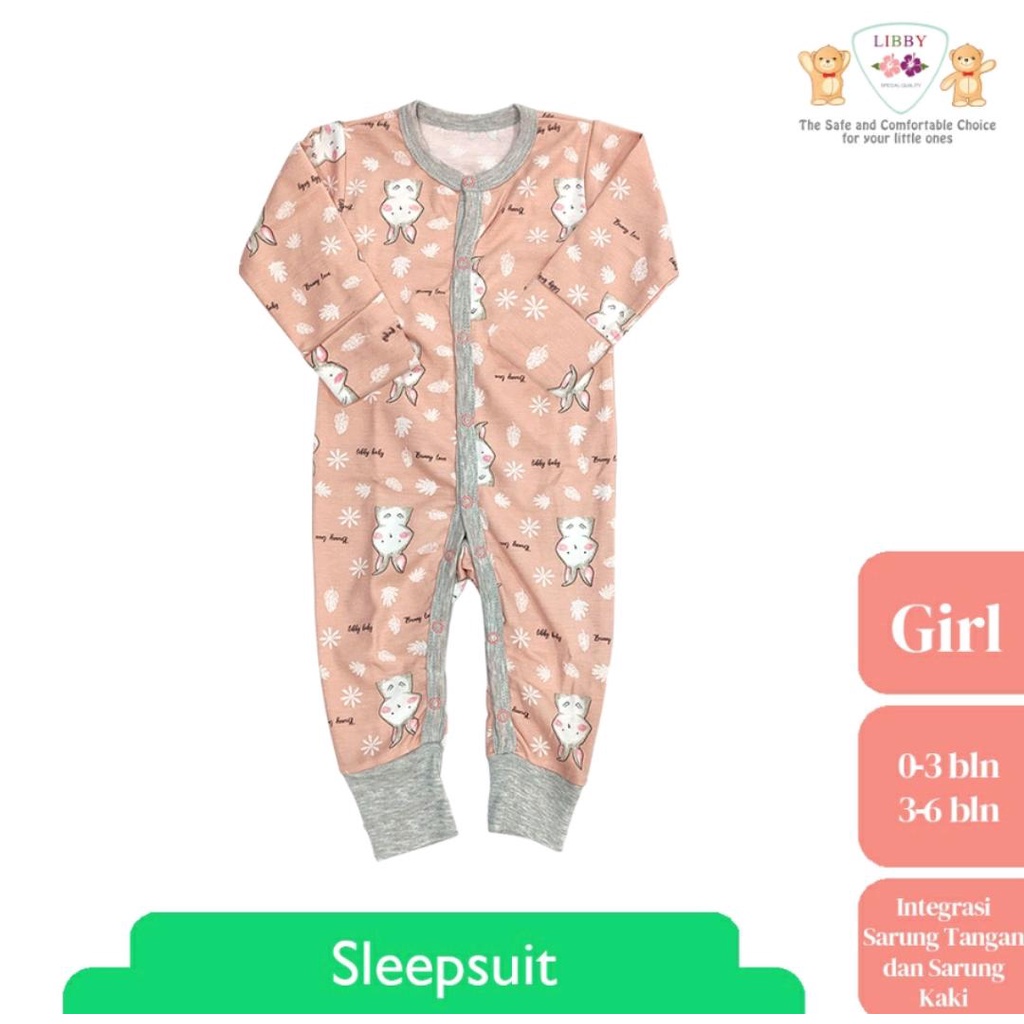 LIBBY SLEEPSUIT KANCING PREMIUM PRINT MOTIF ISI 1 / JUMPER BAYI