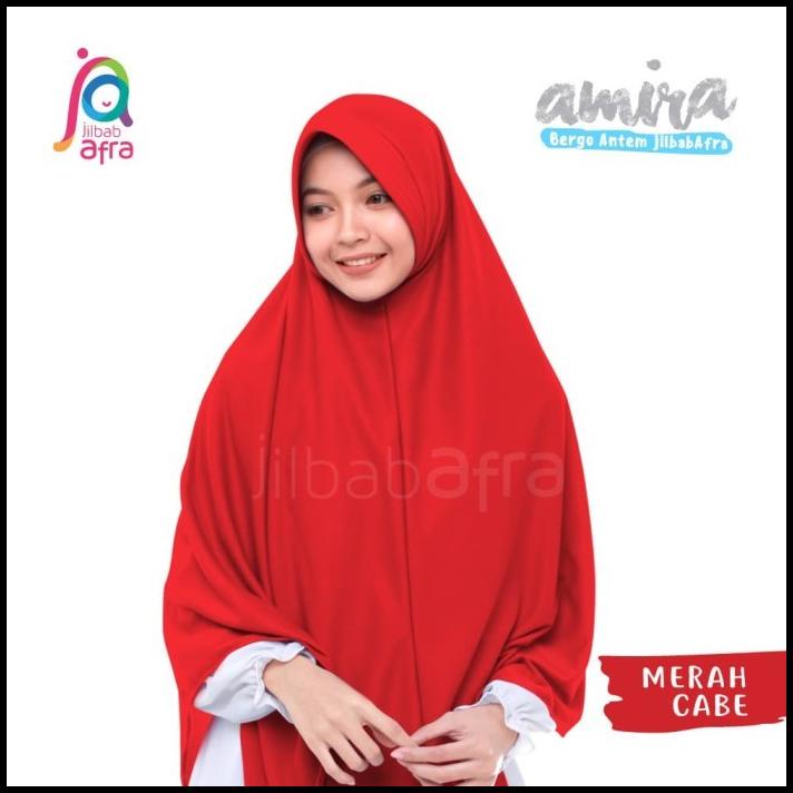 Jilbab Amira Merah Cabe - Jilbab Arfa - Bergo Jilbab Instan Pet Antem