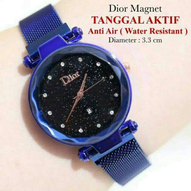 Jam Tangan Wanita permata Magnet Tanggal Aktif Mata Kecil D732 Ready 4 Warna