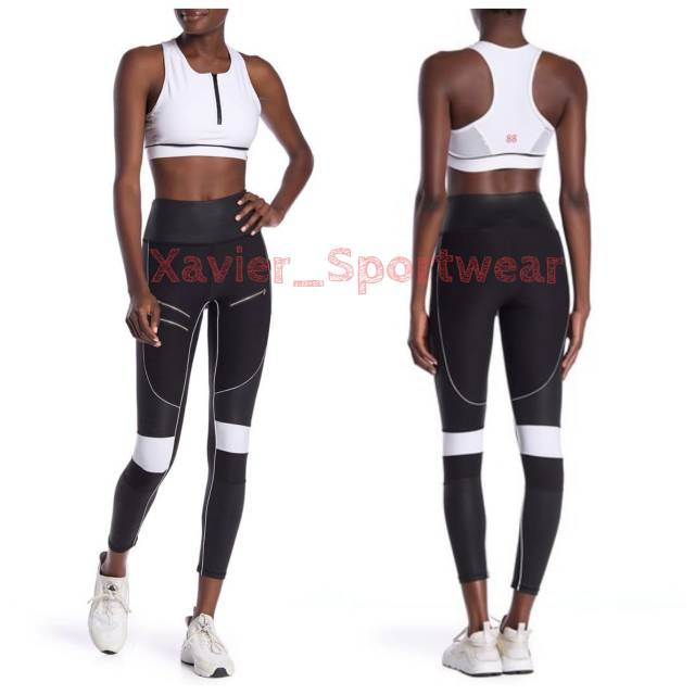 Gottex Black white line with zipper legging