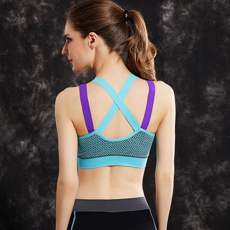 Bra Wanita Yoga Fitness Stretch Sports Bra Seamless Balapan bra B060