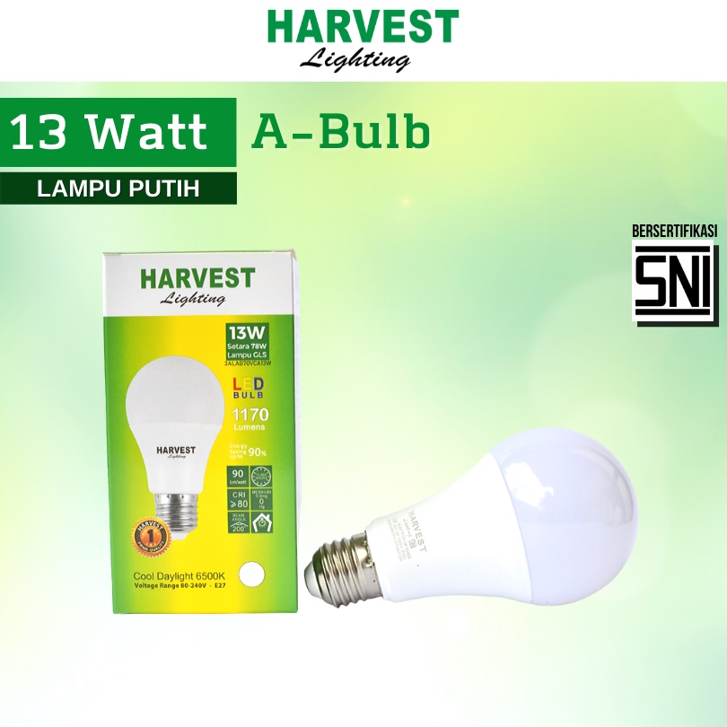 13W HARVEST LIGHTING Lampu Bohlam LED A Bulb  13 Watt Lampu Hemat Energi Original Bersertifikasi SNI dan Bergaransi