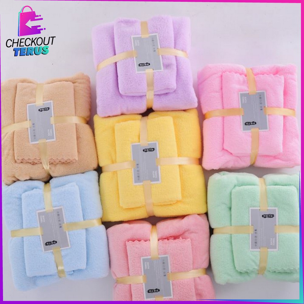 CT C444 Handuk Set 2IN1 Handuk Badan dan Wajah Lembut Serbaguna Handuk Mandi Towel Import High Quality