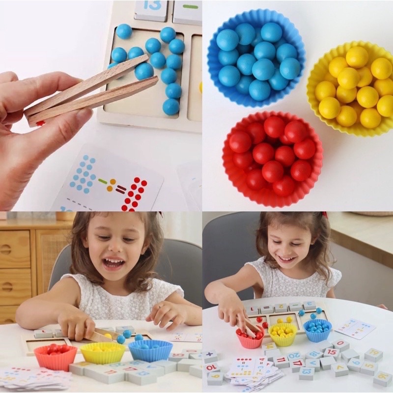 montessori clip beads counting color sorting math toys mainan edukasi berhitung mengenal warna mainan matematika - kado anak - hadiah anak