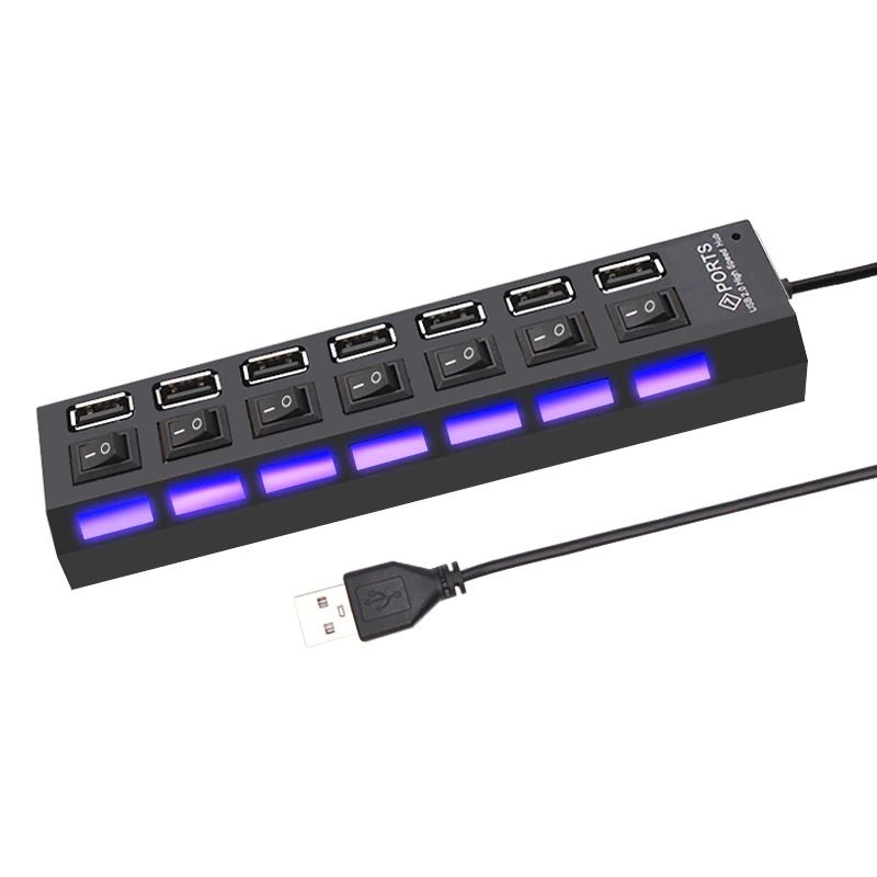 USB Hub 2.0 Port dengan Tombol On Off Sambungkan USB Tambahan Komputer dan Laptop