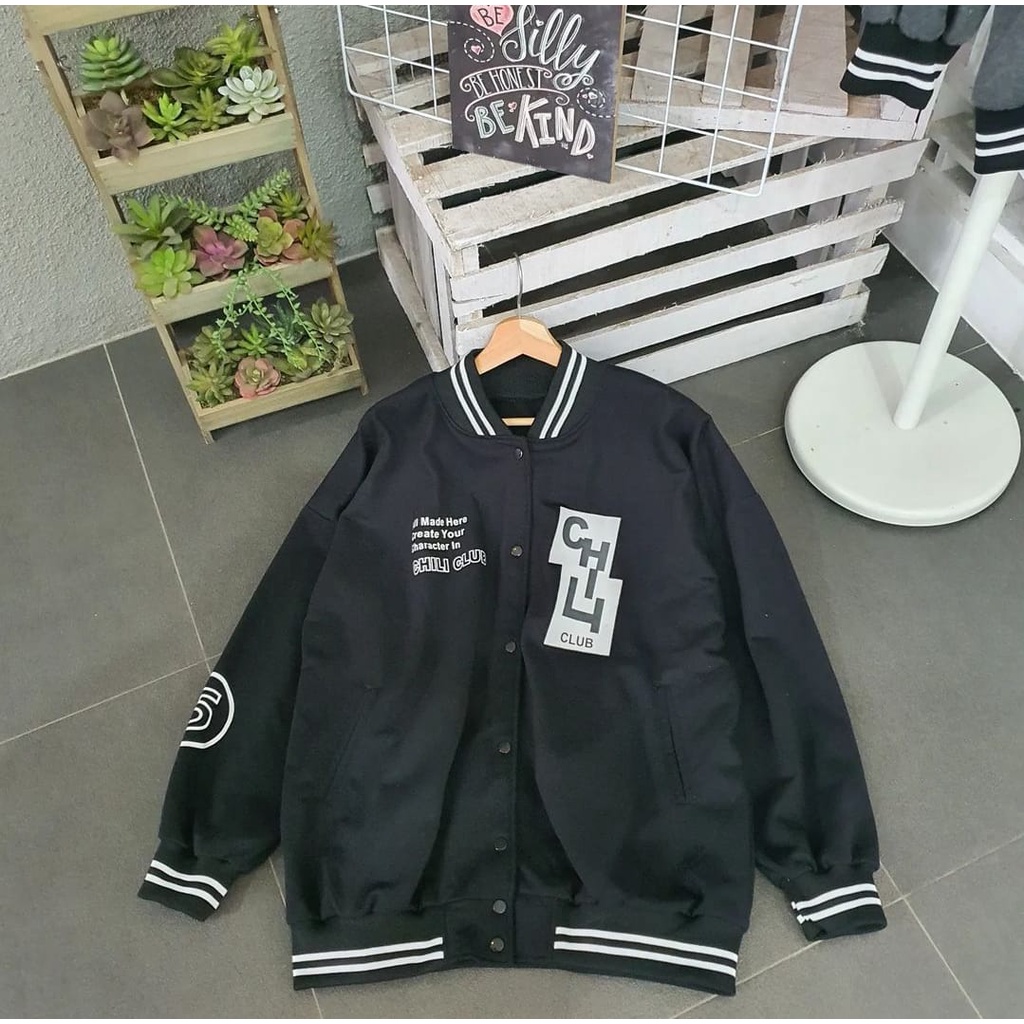 jaket wanita / chili baseball varsity oversize / jaket korean style / jacket bomber