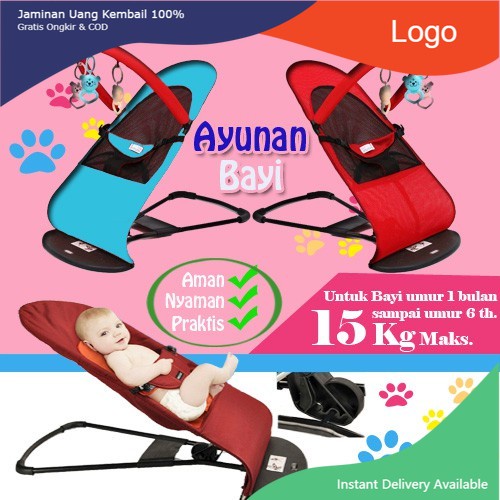 Bouncher Bayi Kursi Ayunan Bayi Lipat / Baby Bouncer Infant - MERAH & BIRU-4