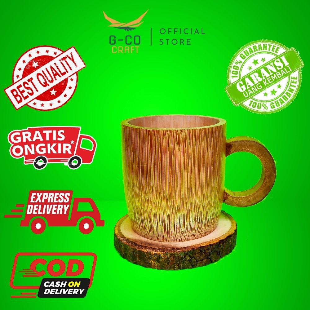 Jual Gelas Cangkir Minum Kerajinan Bambu Kayu Set Cantik Aesthetic Estetik Lucu Kopi Teh Unik 4586