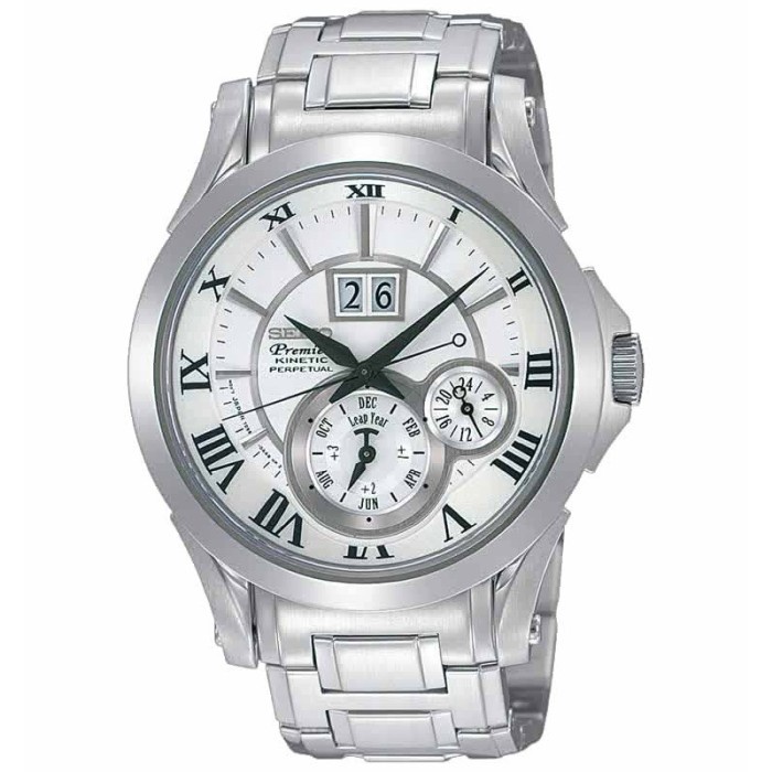 Seiko Man SNP019P1 Premier Kinetic Perpetual Full Silver