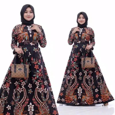 Gamis Batik Motif Biru Terlaris Garansi Shopee!