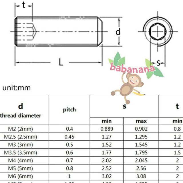 Grub hex M4 6mm silver baut screw 2020 slot