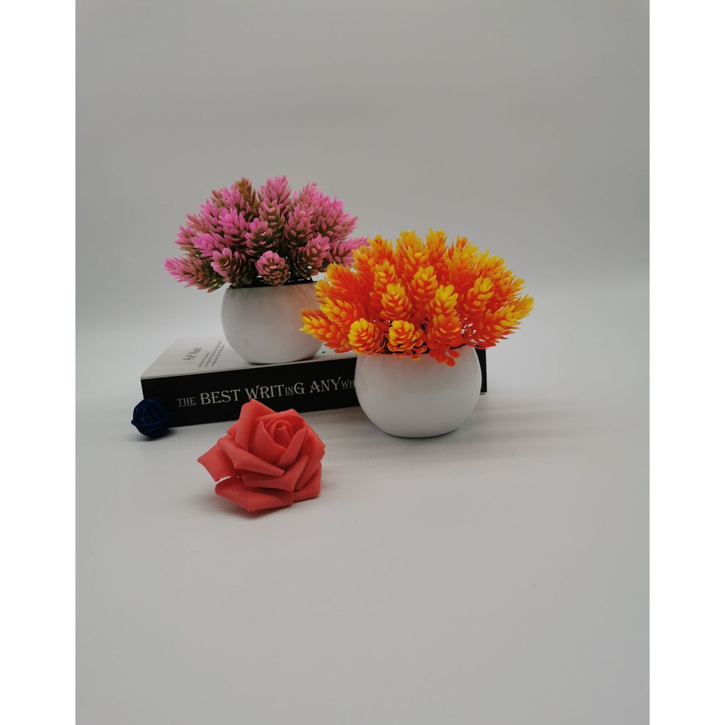 Tanaman Pot Mini Bonsai Cemara Dekoratif Bunga Plastik-1