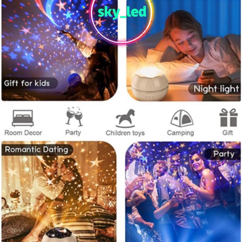 LAMPU PROYEKTOR DENGAN SPEAKER LANGIT MALAM BINTANG 2IN1 GALAXY NEBULA LAMP STARRY PROJECTOR LIGHT LAMPU TIDUR