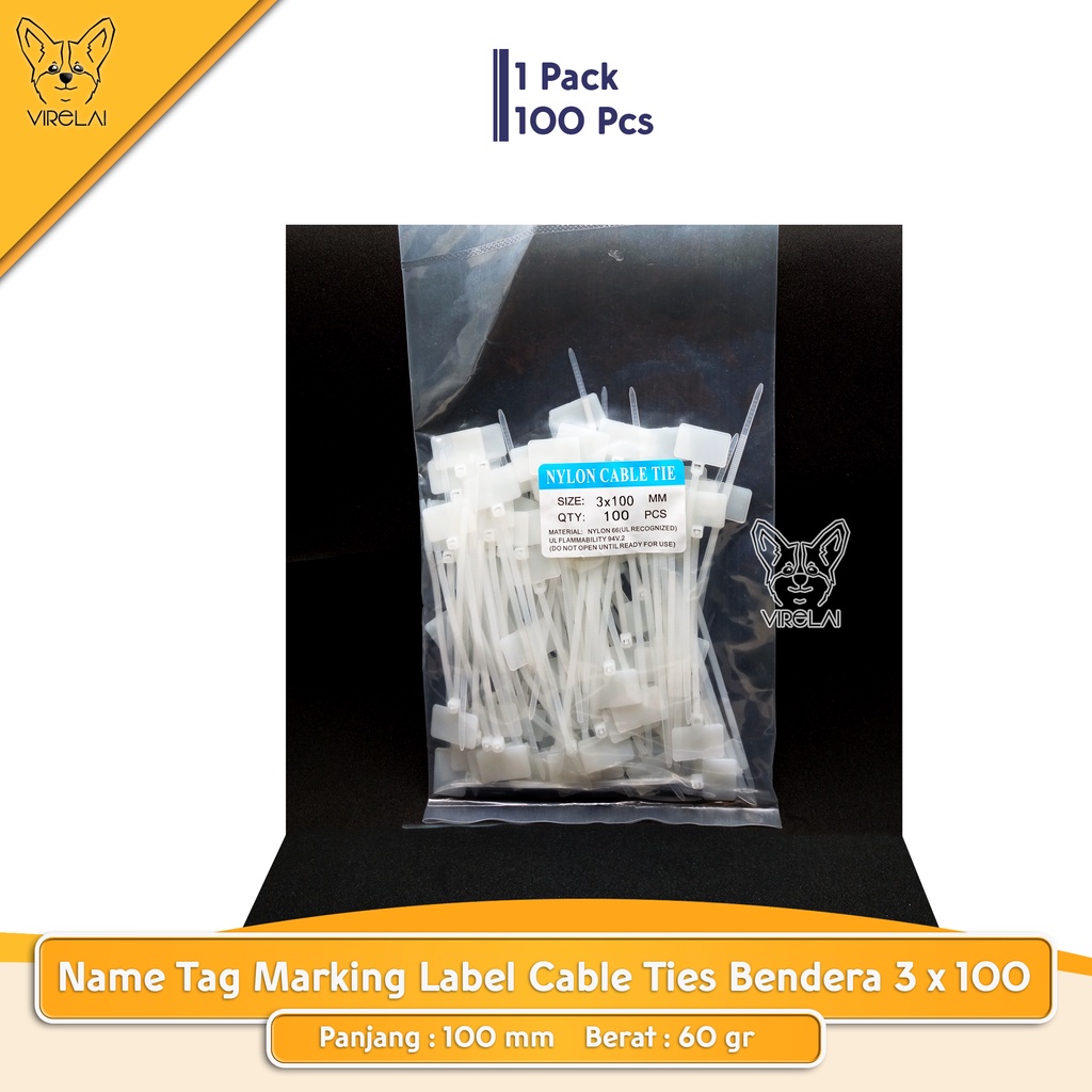 [100 Biji] Name Tag Marking Label Cable Ties / Kabel Ties Label 3 x 100 / 4 x 150 / 200 Bendera