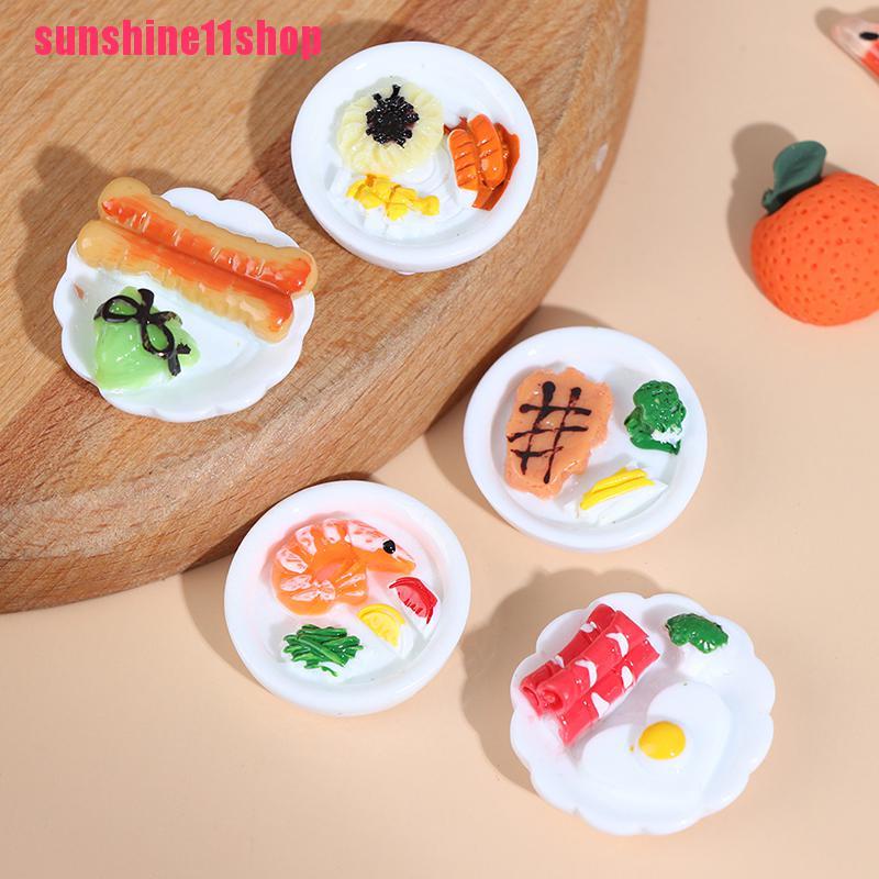 5pcs Miniatur Piring Telur Roti Skala 1: 12 Untuk Rumah Boneka