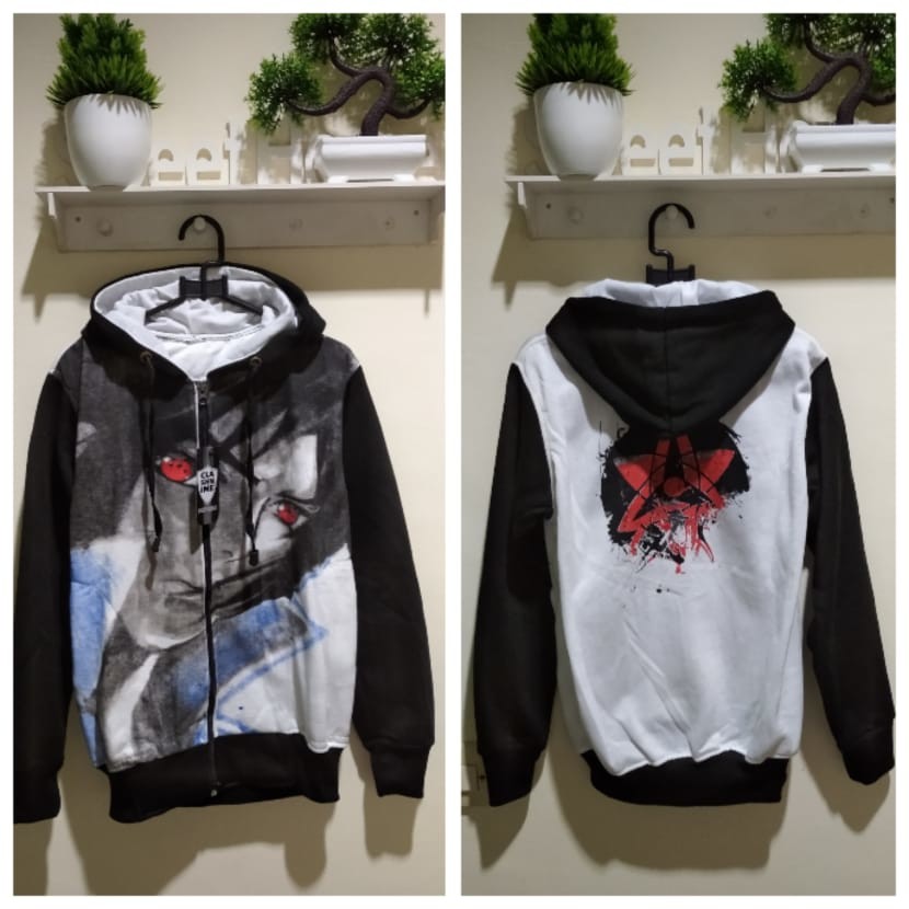 PROMO Jaket Anime Kids Sasuke Sharingan - Free Stiker Anime - Free Pouch Card - Qeqe Warehouse