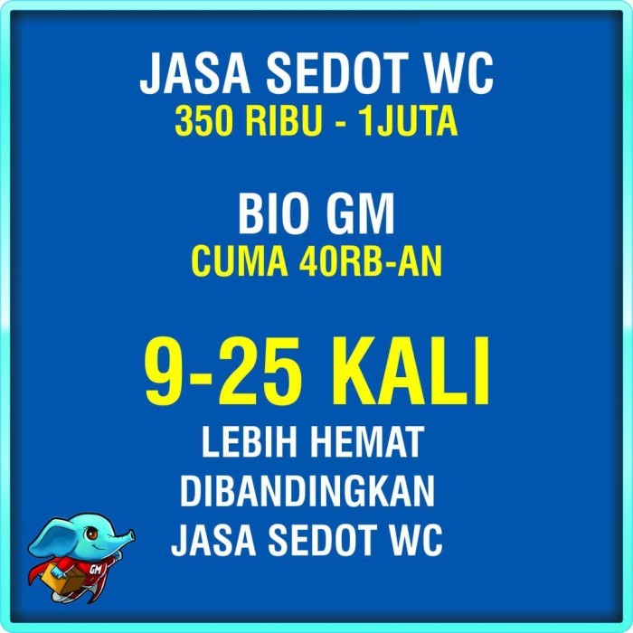 BIO GM Anti Sumbat Wc Mampet Pembersih Wastafel Septic Tank Bau -Dijamin Ampuh