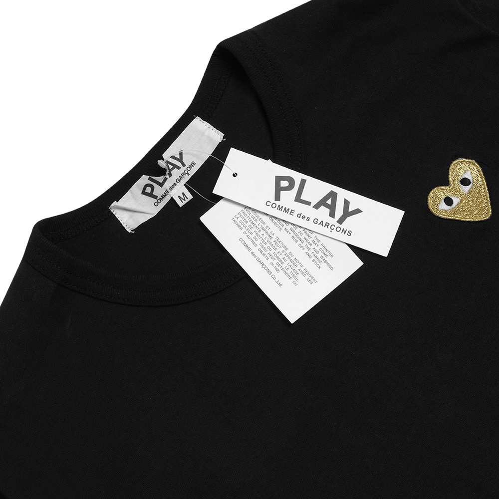 CDG Play Golden Heart Patch T-Shirt Black