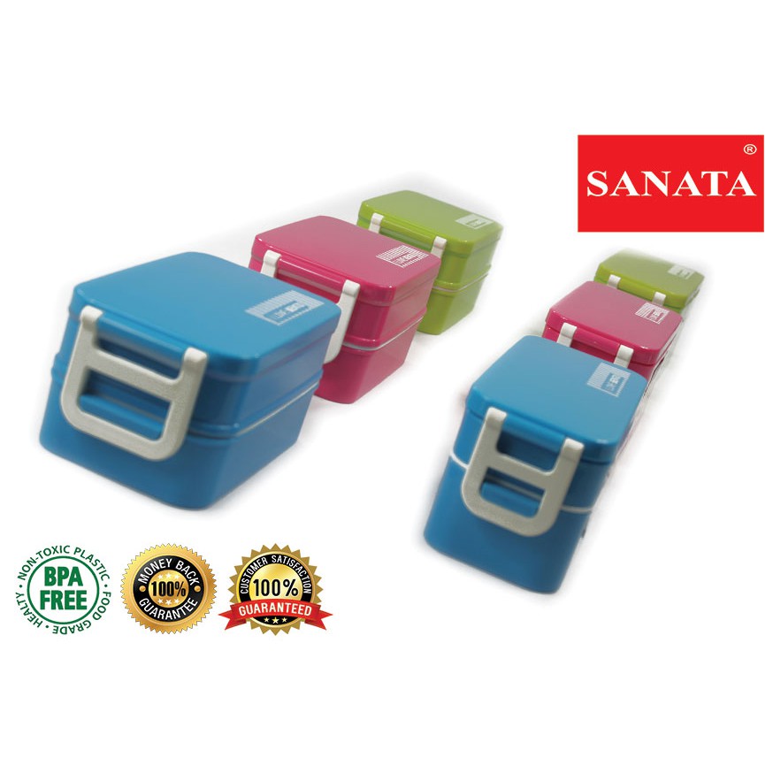 SANATA NEW LUNCH BOX KOTAK MAKAN OMPRENG POLOS SENDOK SET BPA FREE include sendok dan garpu