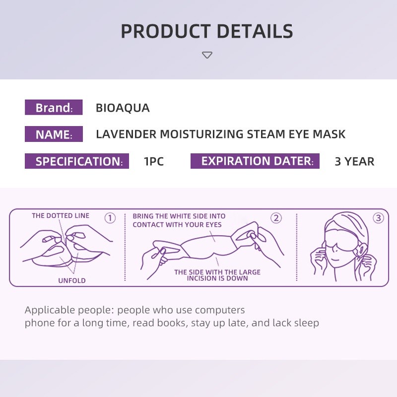 ✨ AKU MURAH ✨BIOAQUA Masker Mata Steam Eye Mask Lavender 1 pcs