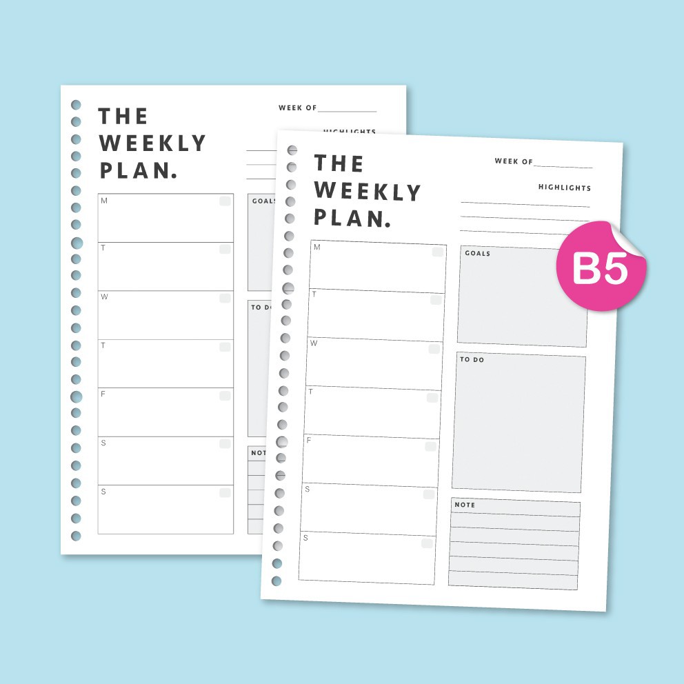 

Loose leaf (Kertas Binder) B5 - The Weekly Plan