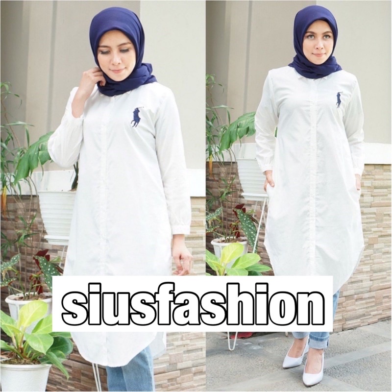 TUNIK PUTIH POLOS TEBAL PREMIUM  PL 929 - TUNIK WANITA KEKINIAN