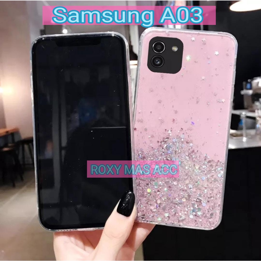 SOFTCASE GLITER ( SAMSUNG A03 ) TERBARU CASE DOVE GLITER FUZE TRANSPARAN DENGAN PROTEKSI KAMERA, SOF