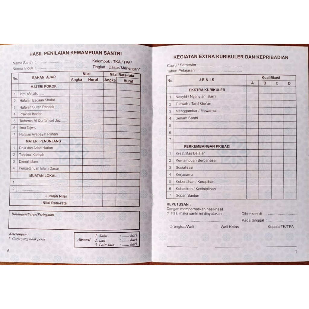 Contoh Format Raport Tahfidz Contoh Format Ijazah Daftar Nilai - Riset