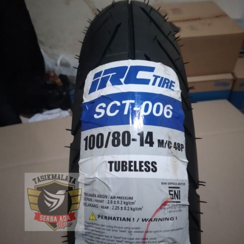 BAN LUAR IRC 100/80-14 SCT-006 TUBELESS