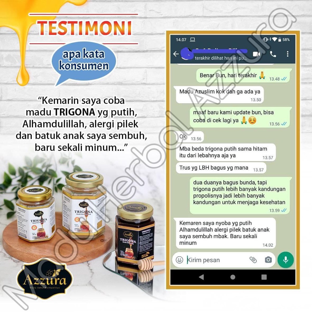 

Madu Trigona Putih Azzura 350 gr - Madu Klanceng - Madu Rasa Asam