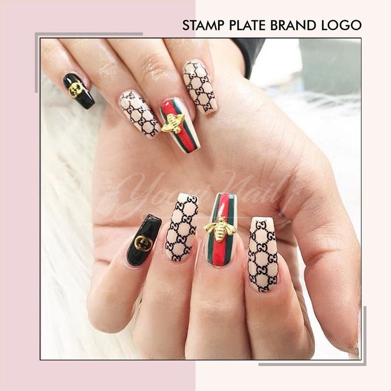 Stamp plate brand logo nail art lv stamping plate branded nail template