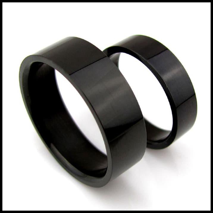 Termurah 2 Cincin - Ukir Nama + Box Cincin Cincin Couple Titanium Hitam Murah