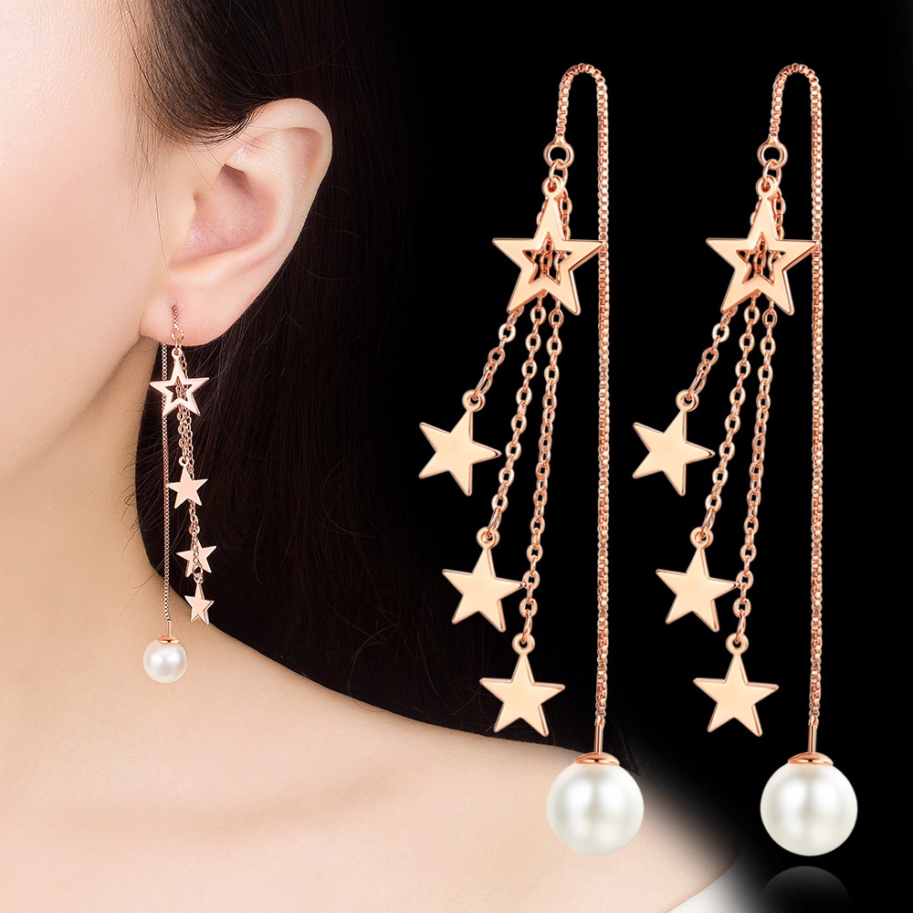 925 Perak Anting Anting Wanita Rose gold ear line Perhiasan Fashion