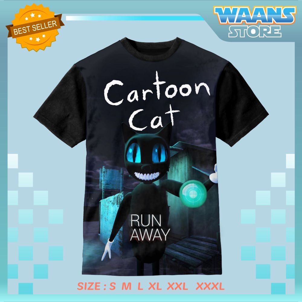 Kaos Baju anak Cartoon Cat RUN AWAY