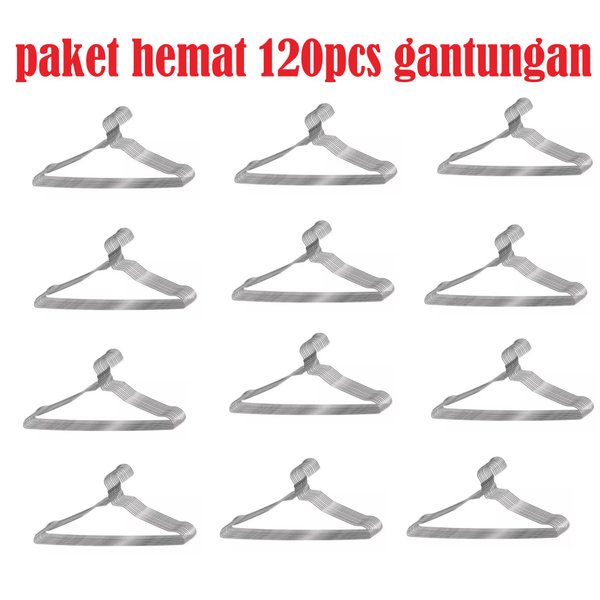 LJR Paket murah Gantungan baju kawat anti karat - Harga 120pcs gantungan